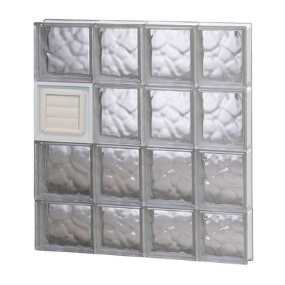 ClearlySecure Glass Block Window 29''Hx25''Wx3.125''D Wave Pattern 2Pane Vent White