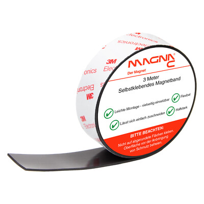 Magna-C  Magnetband 3m selbstklebend Rolle Magnetstreifen zuschneidbar haftstark