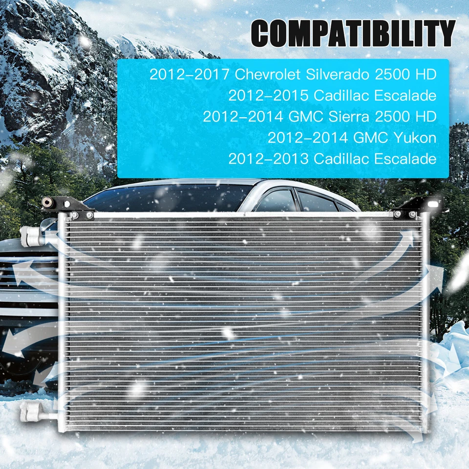 Condensador de aire acondicionado para GMC Sierra 2500 HD 2012-2014 Chevrolet Silverado 2500 HD Foto 4 de 4