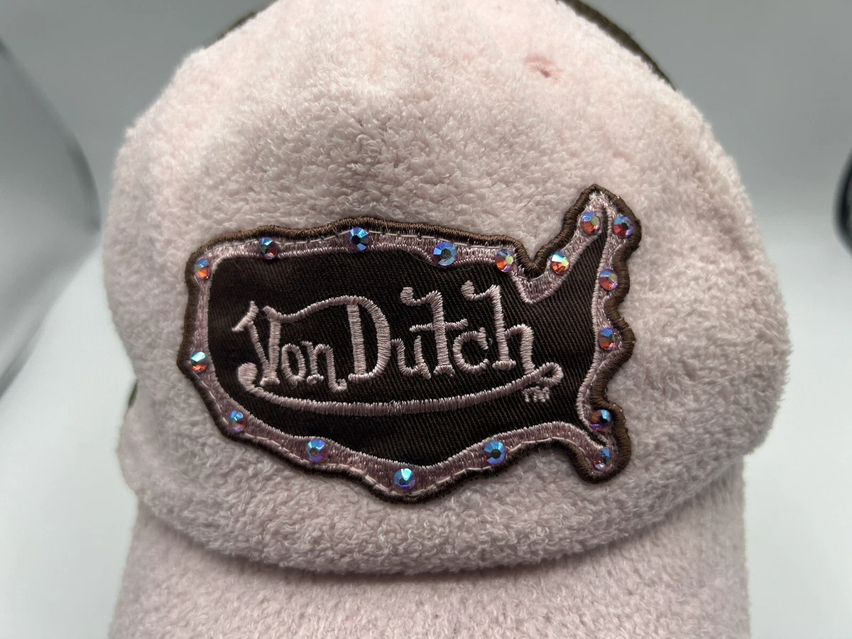Vintage Von Dutch Hat Cap Trucker SnapBack Light Pink Fuzzy Logo