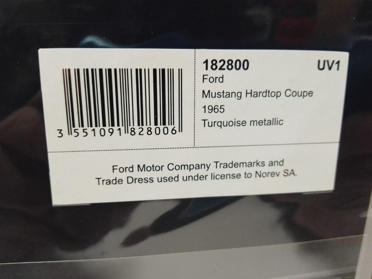 1965 FORD MUSTANG HARDTOP COUPE 1/18 DIECAST CAR NOREV 1965 FORD MUSTANG HARDTOP COUPE 1/18 DIECAST CAR NOREV