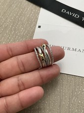 David Yurman 18K Gold Sterling Silver Crossover Double "X" Ring Size 8
