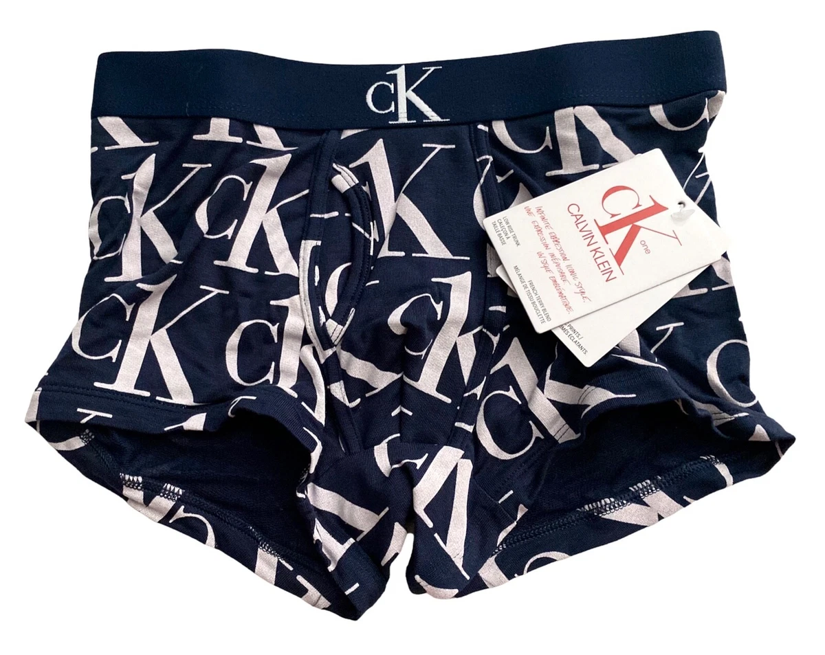 Calvin Klein New CK One White Blue Logo Low Rise Trunk Underwear NB2990 400  S