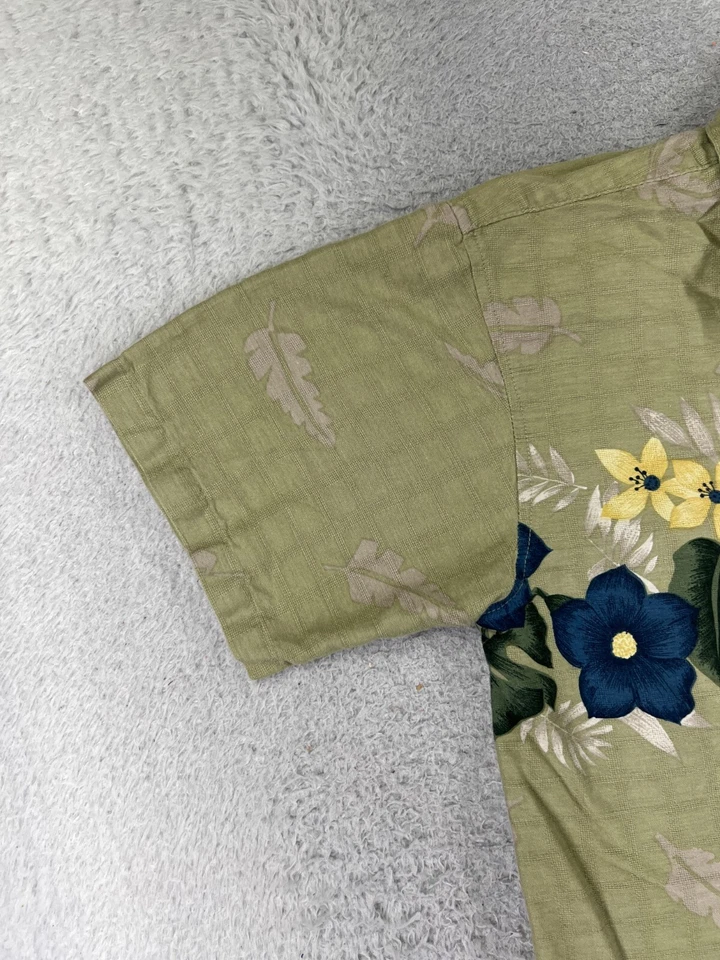 Рубашка чероки для взрослых средний зеленый цветочный гавайский хлопок вискозная смесь на пуговицах - Изображение 3 из 4