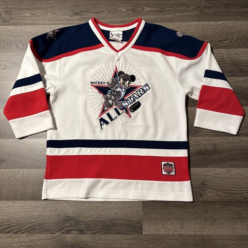 Vintage Mickey Mouse Walt Disney World All Star Hockey Trikot #28 Kinder L 10/12