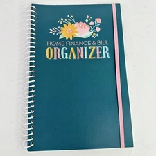 Home Finance Bill Organizer w/ Monthly Pockets Budget Planner Blue w/ Flowers