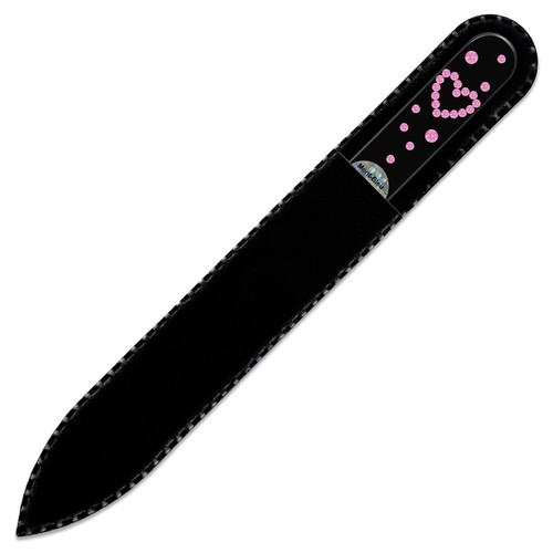 Glas Nagelfeile mit ein Herz Design Im Swarovski Juwelen Mittlere Feille NEU - Picture 9 of 22