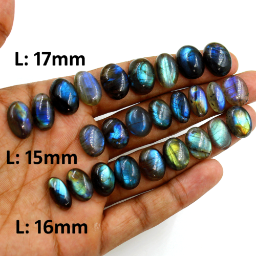 26 Pcs Natural Labradorite Multi Flash 15mm-17mm Oval Cabochon Loose Gemstones - Picture 1 of 15