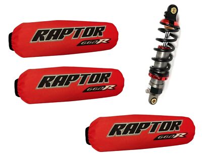 Red-Black Shock Covers for Yamaha Raptor 660 R-SE ATV - Set of 3, Waterproof