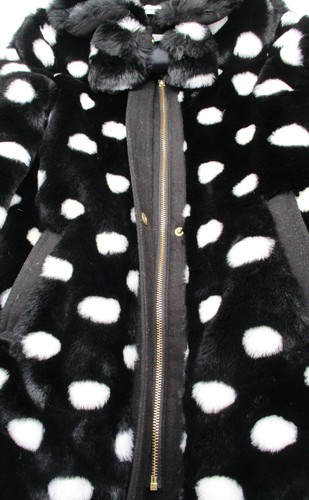 Little Marc Jacobs black white polka dot Faux Fur Coat With Chic Bow sz 6 - Picture 4 of 5