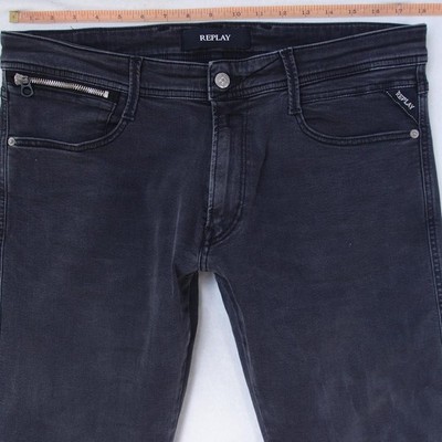 Mens Replay M914 ANBASS Stretch Slim Tapered Grey Jeans W35 W34 L32