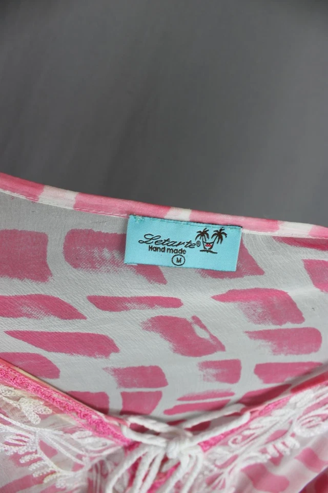 Cubierta de seda geométrica transparente rosa para mujer Letarte talla M Foto 3 de 4