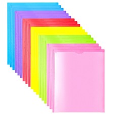 Heavy Duty Plastic Folders with Clear Front Pocket - 18PCS 3 Pockets Folders ...