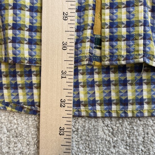 Robert Graham Mens Dress Shirt 2XL Blue Yellow Geometric Colorful Flip Cuff - Foto 15 di 24