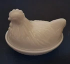 Hazel-Atlas Small White Milk Glass VTG Chicken Hen On Nest Candy/Trinket Dish