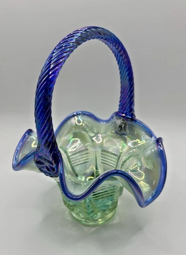 FENTON ART GLASS HAND PAINTED BASKET