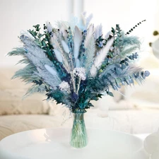 Pampas Grass Decor Dried Flowers with Blue Pampas Grass Boho Floral Arrangements