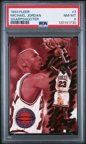 1993 FLEER SHARPSHOOTER #3 MICHAEL JORDAN PSA 8