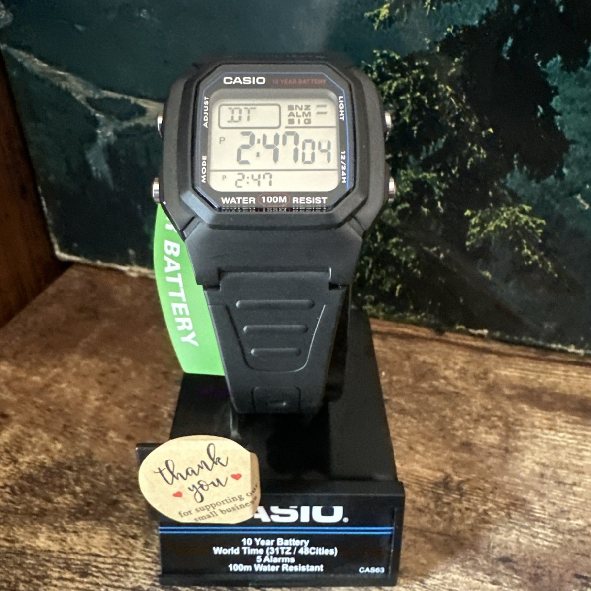 Casio CAS05 Watch Mens Black Illuminator Digital Alarm Time 100m