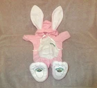 Vtg Cabbage Patch Kids Doll Clothes Pink Bunny Outfit Pajamas Footed Coleco CPK