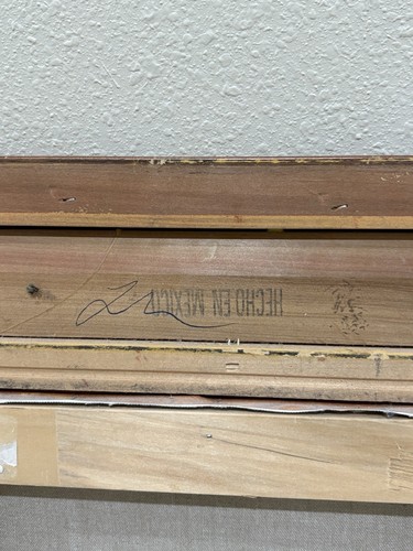 Fine Boston Terrier Dog Painting Vintage Signed w Carved Wood Frame 24x20 - Picture 11 of 23