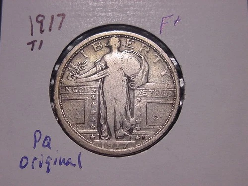 1917 T1 STANDING LIBERTY QUARTER FINE F NICE PQ COIN FREE SHIPPING