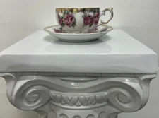 Footed Cup & Saucer, Roses with Gold Accents, Japan, Vintage