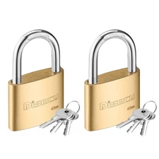 Solid Brass Keyed Padlock, 1-9/16"(40mm) Wide Body, 1.3 Inch Shackle Outdoor ...