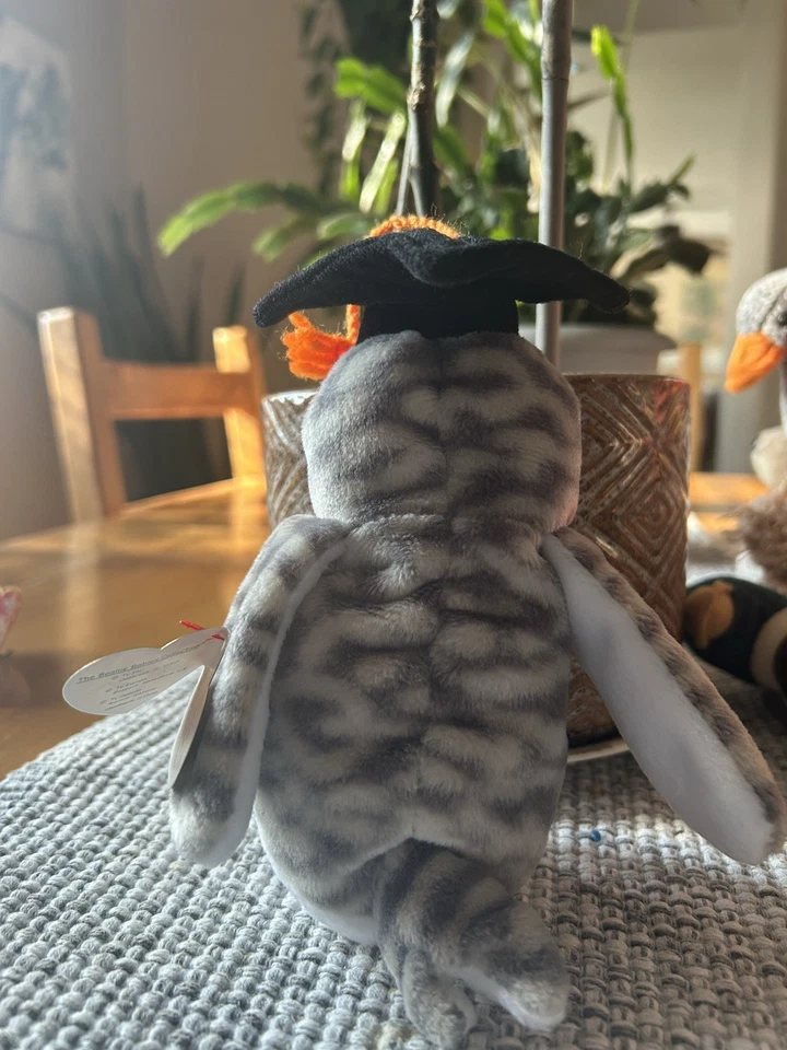 Raro TY Beanie Baby Wiser the Owl Class de 1999 etiqueta con errores P.E.Pellets. Foto 3 de 4