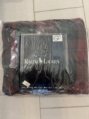 Vintage 1990s Ralph Lauren Blanket 108x90   Supima Cotton Plaid Original Pack