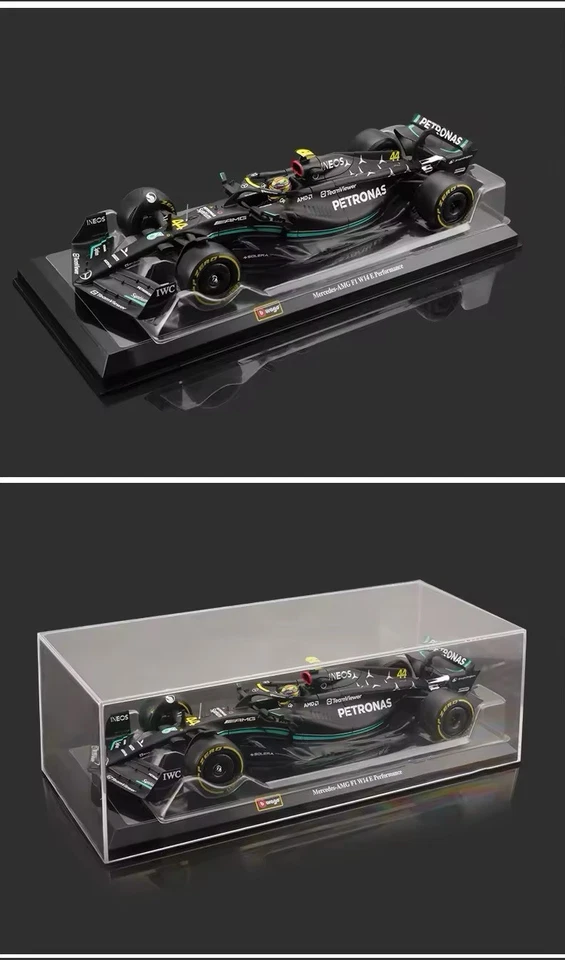 Macchina Mercedes Amg F1 Lewis Hamilton W18 Burago Scala 1:24 Formula 1 Vetrina - Immagine 4 di 4