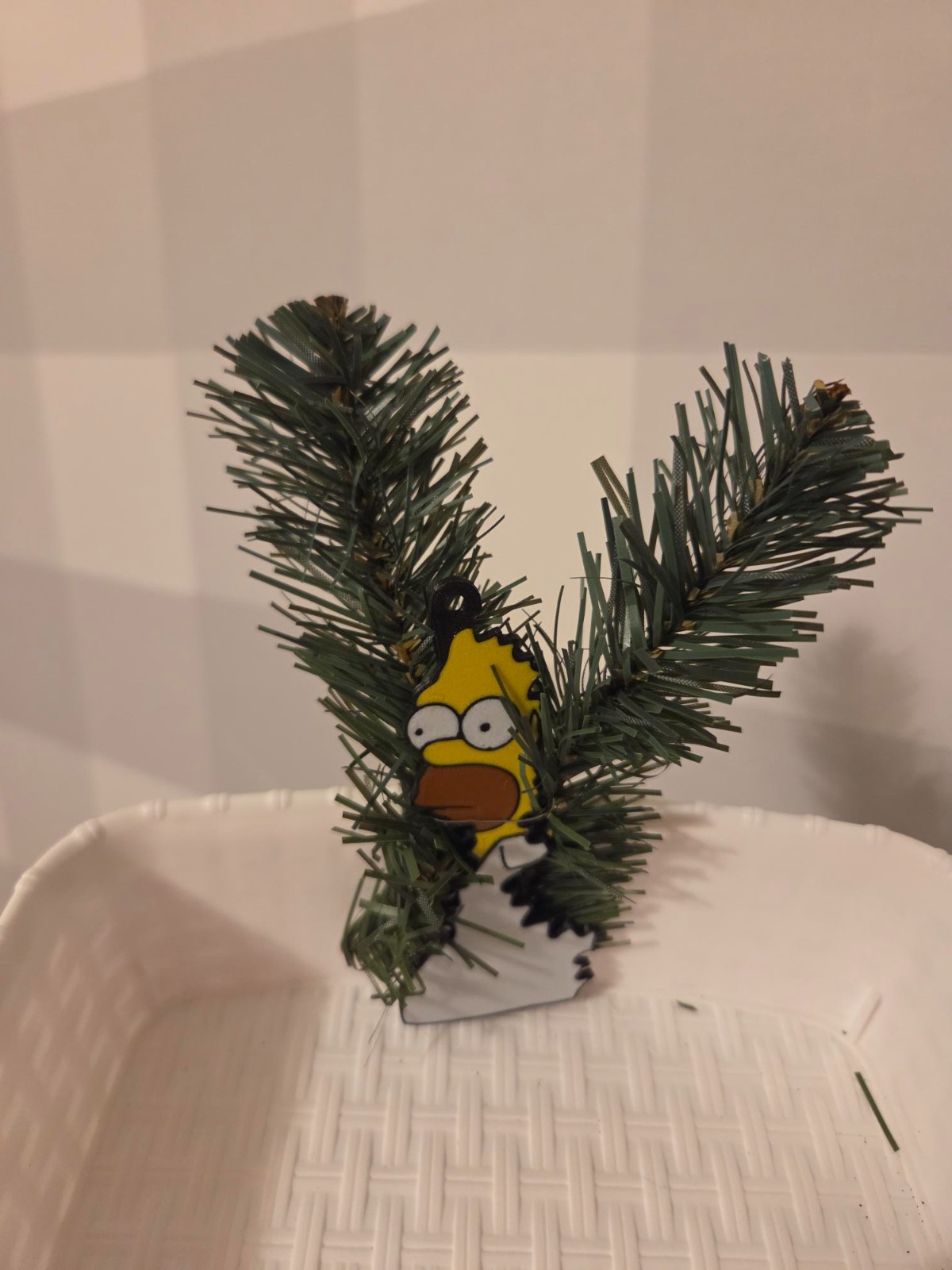 Homer Simpson Holiday Christmas Hiding Meme Tree Ornament