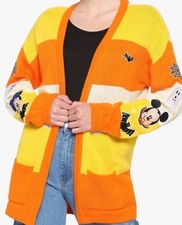 Disney Mickey Mouse Halloween Candy Corn Stripe Girls Open Cardigan Size S