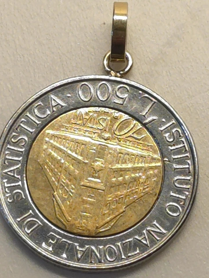 Pingente de moeda vintage 14k Milor Itália bola de ouro italiano 500 liras - Imagem 4 de 4