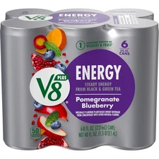 V8 +Energy Pomegranate Blueberry Juice Energy Drink 8 fl oz Can 6 Pack