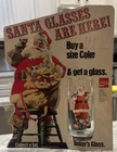 Vintage 1970s Haddon Sundblom Coca Cola Santa Claus Glass & Cardboard Display