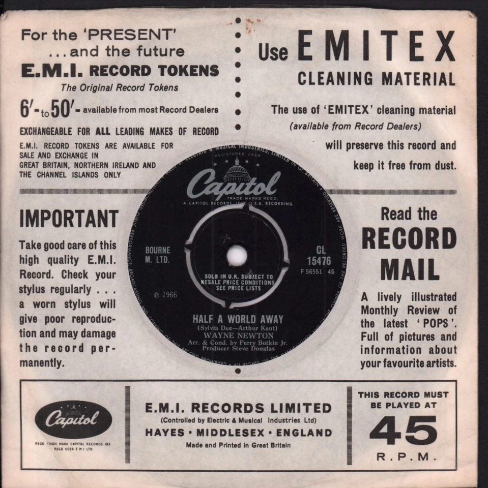 Wayne Newton Games That Lovers Play 7" vinyl UK Capitol 1966 4 prong label - Image 2 of 2