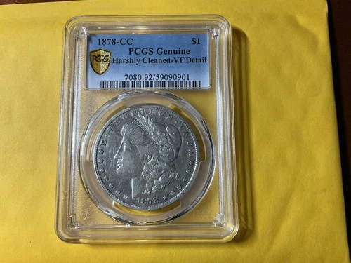 1878 CC CARSON CITY Morgan Silver $1 Dollar PCGS Harshly Cleaned VF Detail