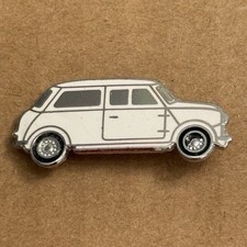 Classic Mini Cooper Car Austin Rover British White European Lapel Brooch Pin Vtg Classic Mini Cooper Car Austin Rover British White European Lapel Brooch Pin Vtg