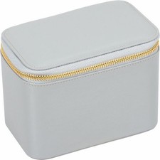 Gray Brushed Leatherette Jewelry Travel Case w/ Pouches Storage Travel Organize