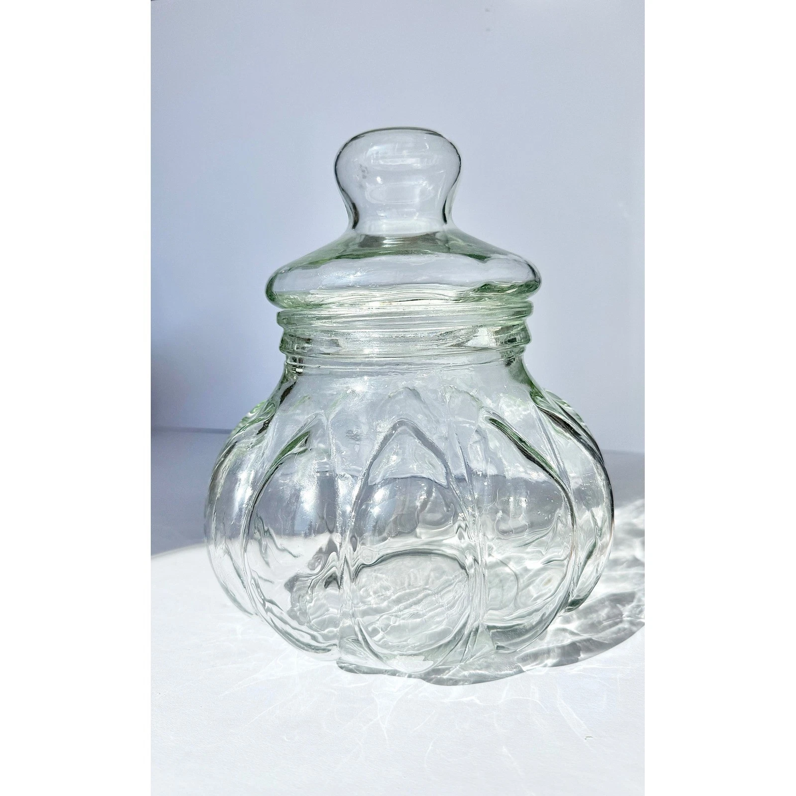 Vintage Large Pumpkin Bubble Glass Apothecary Jar