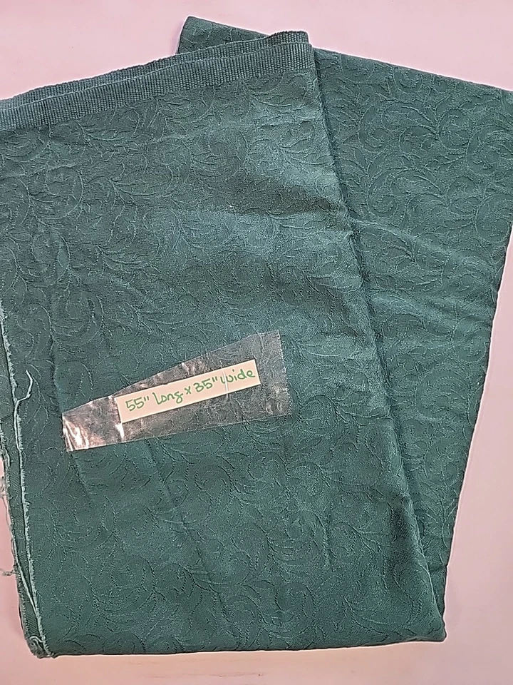 Damask Hunter Green Cotton Woven Sewing Upholstery Interior Fabric 35w" x 1.5yds - Image 4 of 4