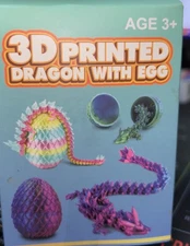 3D Printed Dragon in Egg Articulated Crystal Dragon Home Office Decor Fidget Toy