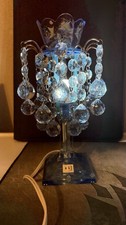 Vintage Disney Tinkerbelle Blue Plastic Chandelier Table Lamp RARE