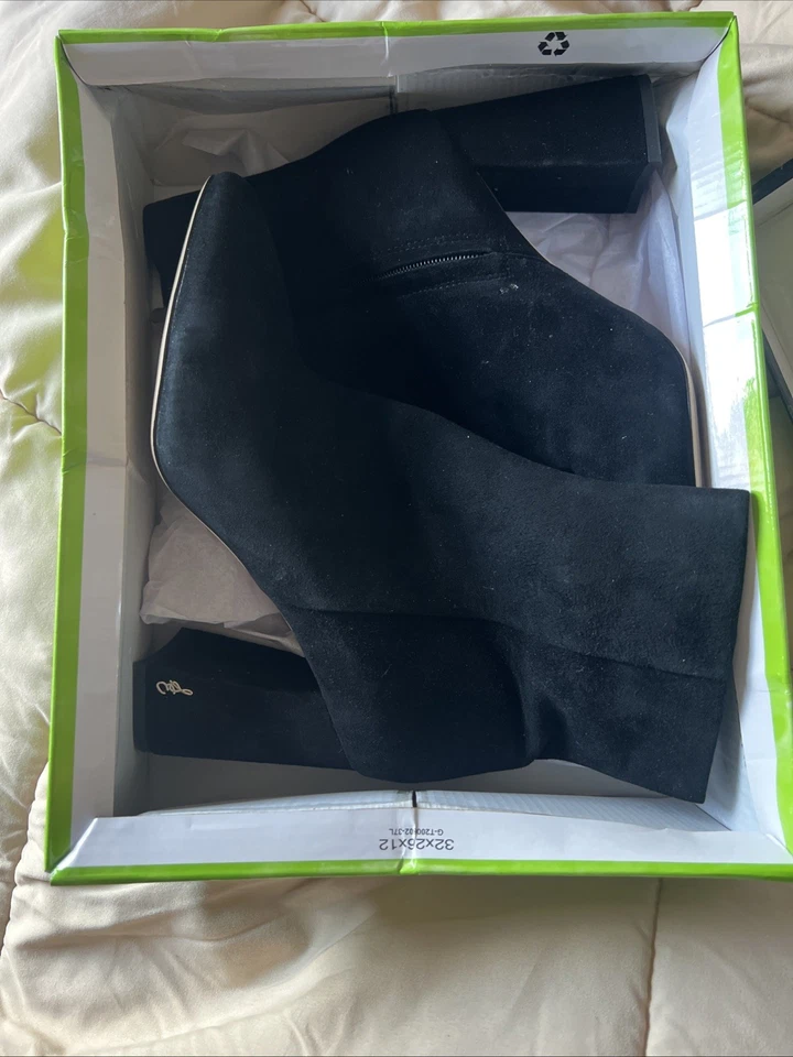 Sam Edelman Codie Botines Gamuza Negros Talla 9W - Botines Tacón Bloque con Caja Foto 2 de 4
