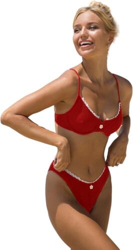 Womens Bikini Set High Waisted Bathing Suit Two Piece Swimsuits Sexy Lace Trim
