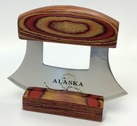 Alaska Ulu Knife Natural Exotic Wood Stand Etched Blade, New, Free Shipping on sale Alaska Ulu Knife Natural Exotic Wood Stand Etched Blade, New, Free Shipping on sale