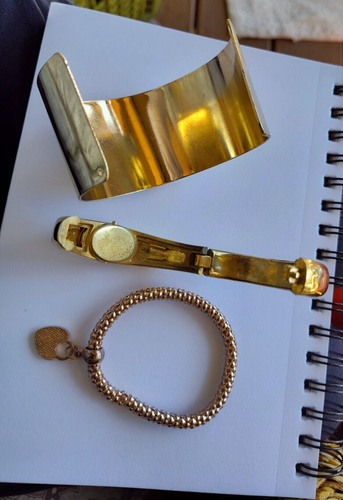 Brazalete Pila Lote 3 Reloj Avanzado Tono Dorado Brazalete Serpiente Metal Elastizado Corazón Dije - Imagen 10 de 15