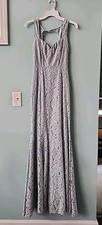 LULUS Lace Pale Blue-Gray Dress Prom Bridesmad Evening Gown Small