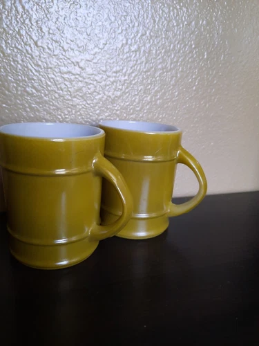 2 Fire King Barrel  Vintage Coffee Cups  Anchor Hocking 